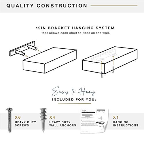 Image of MCS Natural Woodgrain Floating Shelves, 12 Inch x 8 Inch, Set of 2, 12 x 8
