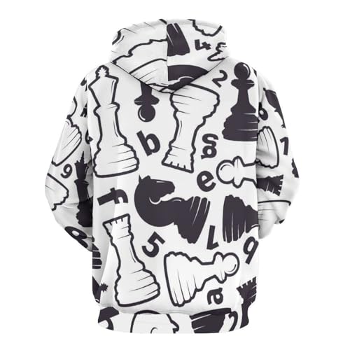 Sweat à capuche échecs noirs blancs UMENG pull unisexe taille S