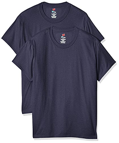 Hanes Men's Short Sleeve X-Temp W/ FreshIQ T-Shirt 2-Pack, Navy Heather, Large