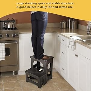 Folding 2 step stool non slip collapsible step stool for adults and kids 8 17 dual heights holds 250 lbs portable step stool for kitchen home bedroom office bathroom rvblack  urban country home decor