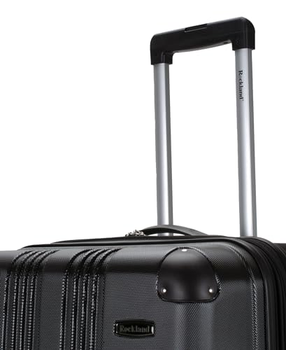 Image of Rockland London Hardside Expandable Spinner Wheel Luggage, Black, Checked-Large 28-Inch