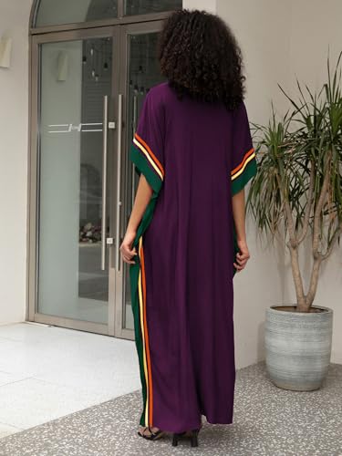 Image of KECVOT Kaftan Dresses for Women V-Neck Print Swimsuit Cover Up Plus Size Beach Caftan Lounge Dress