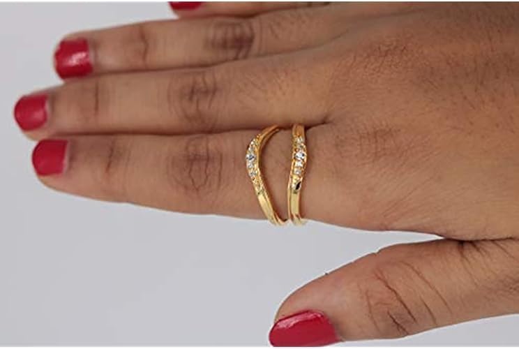 Drizzle Jewels 1.00Ct Round Cut Lab Created Diamond 14K Yellow Gold Plated Wedding Band Enhancer Ring (Yellow, 6.5)