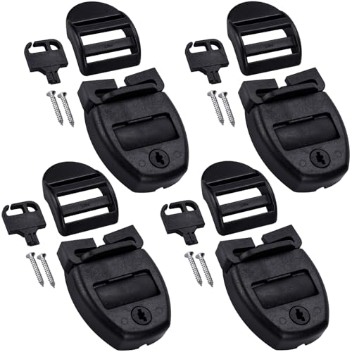 4 Sets Hot Tub Cover Clips, Spa Hot Tub Cover Latch Replacement Kit, Reusable Tub Latches Clip Locks with Keys Screws, Outdoor Hardware Accessories for Spa Cover Straps - Black
