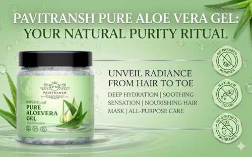 Image of Pure Aloe Vera Gel 200 gm | Face Skin Hair Gel for Men & Women, Herbal Moisturizing for Hydration & Scalp Care, Non-Sticky Formula for Glowing Skin (200 gm)