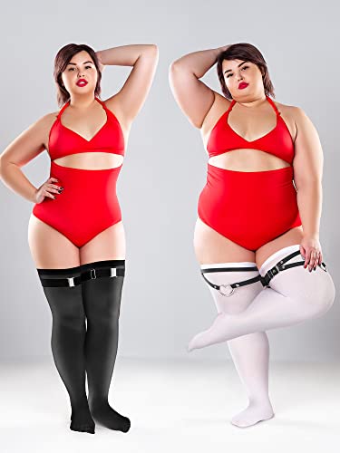 2 Pairs Plus Size Thigh Adjustable High Elastic Garter Belt Leather Women's Gothic Double Straps Heart O Ring Leg Thigh Elastic Garter Belt #TOP1