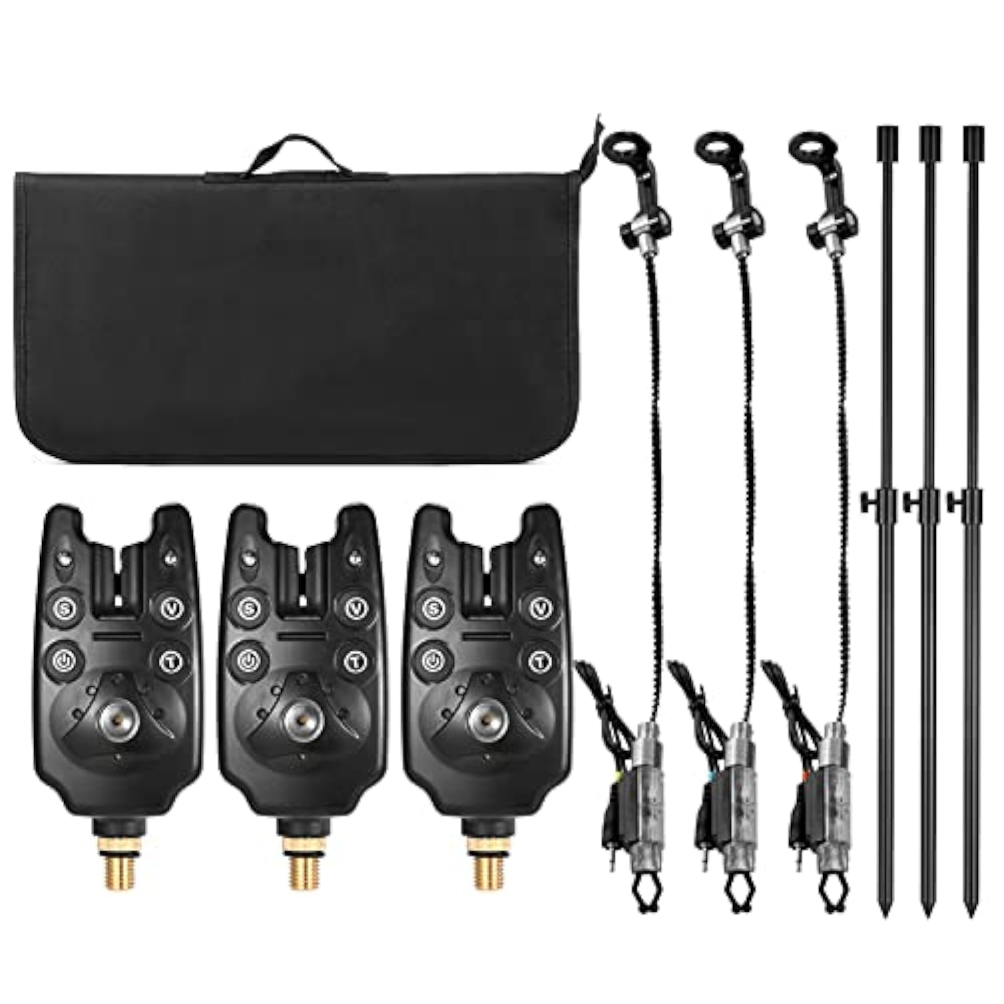 Fishing Bite Alarms Set with Padded Tool Bag