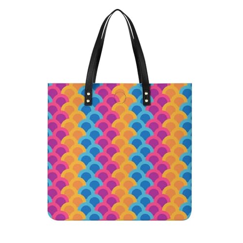 Sac à bandoulière écailles de poisson colorées grand tote bag femme