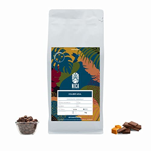 Colibrì Azul Cafe en Grano Natural 1 Kg - Café De Especialidad Arabica Tueste Natural - Origen Nicaragua - Recién…