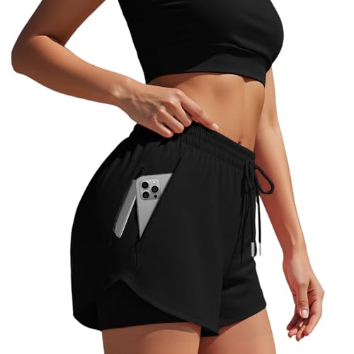 Short course doublure gym yoga training short de sport stretch avec zip