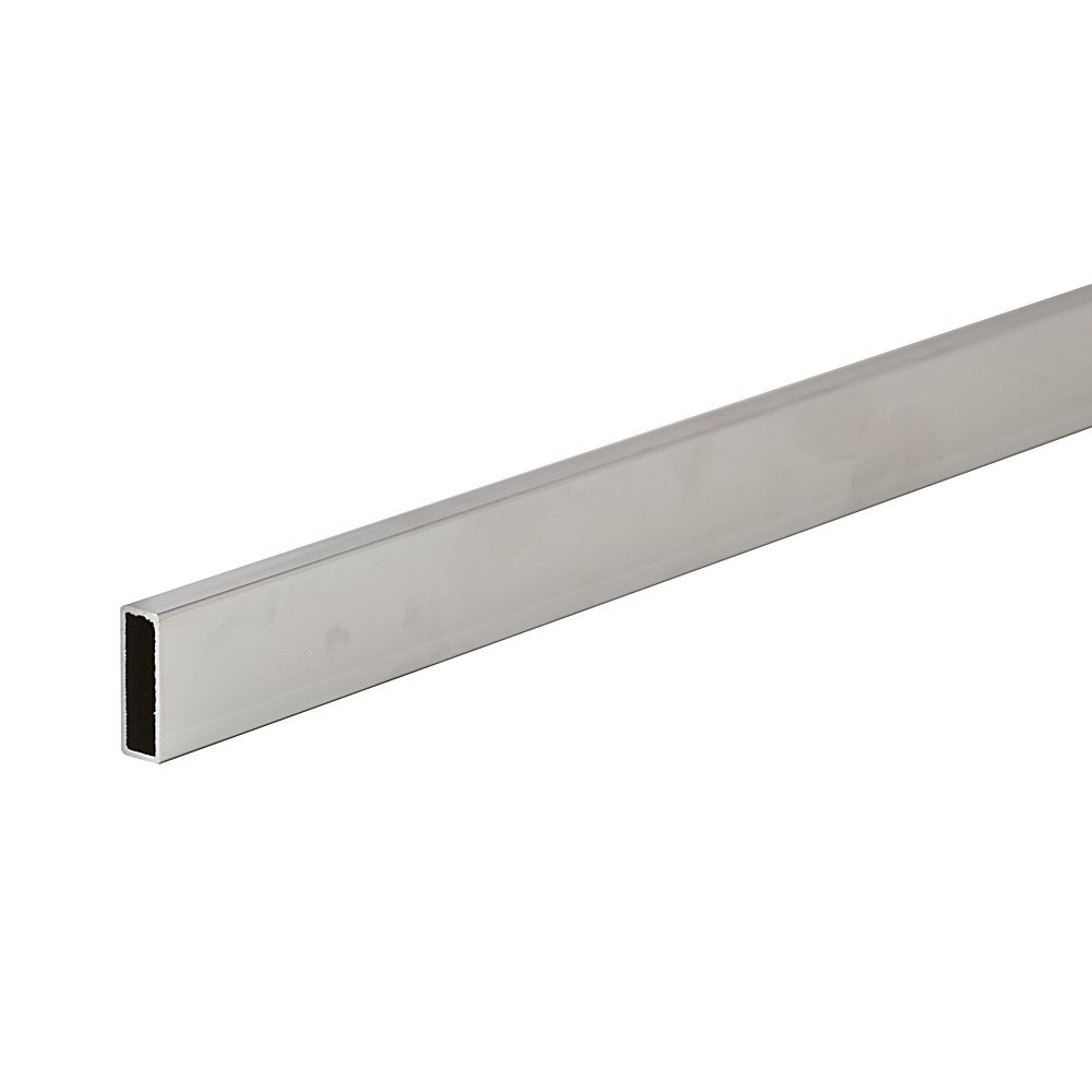 Econoco Rectangular Tubing Hangrail, 4' Length x 1/2 x 1 1/2 Profile, Satin Chrome