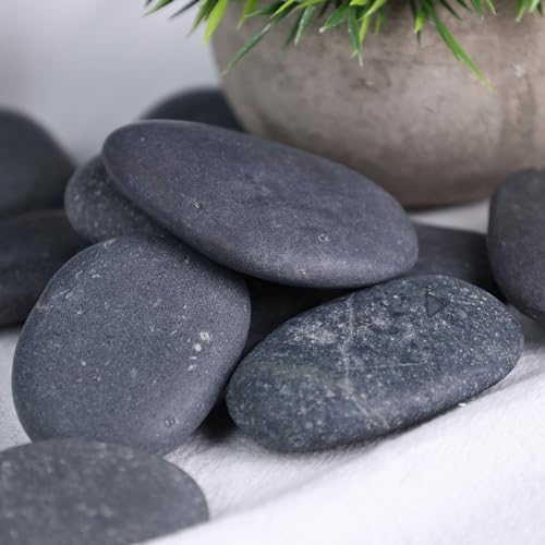HAKACC 20 Stück Flache Steine zum Bemalen, Glatte Große Kieselsteine Dekosteine Naturstein Natürlicher Flussstein 4–7cm für Bunte Malerei & Dekoration Blumentöpfen und Aquarien