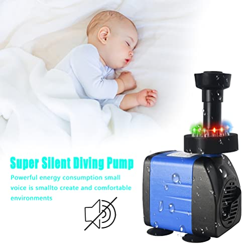 15W 256Gph Submersible Pond Fountain Pump With Led Light, Water Pump,3 Types Nozzles Pond Fountains Pump For Small Ponds,Garden, Aquariums, Fish Tanks, Indoor Outdoor Fountain #TOP7