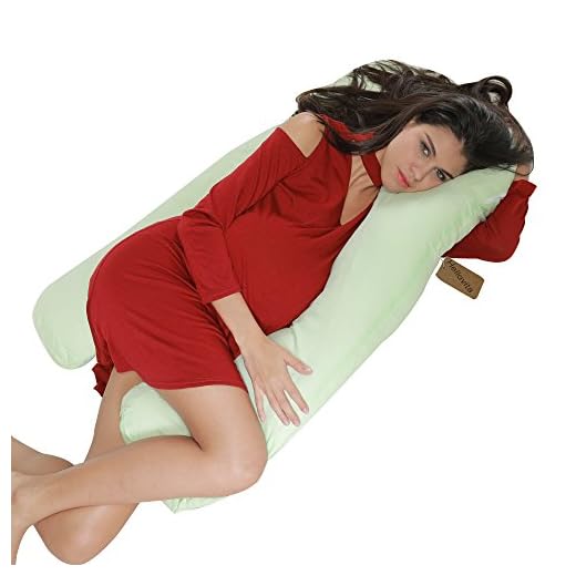 U en forma de almohada de cuerpo de embarazo con cremallera extraíble de la cubierta almohadas de cuerpo entero para las mujeres embarazadas (Verde)