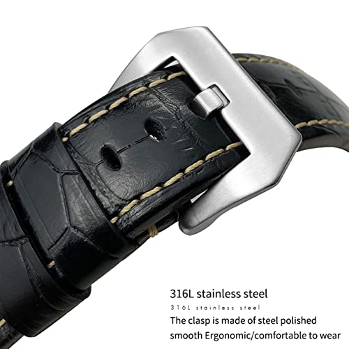 24mm Watch Strap Compatible with Panerai Green Red Blue Cowhide Leather Strap Stainless Steel Buckle Tools3