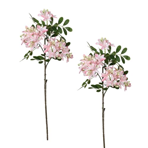 Wnvivi 2 Ramas de Flores Artificiales, Arbustos de Flores de Imitación de 65 Cm con Hojas Verdes, Tallos de Flores de Seda, Plantas Artificiales para Decoración de Sala de Estar