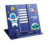 Citmage(シトマージュ) デスクブックスタンド ドキュメントホルダー 高耐久 金属製読書スタンド ブックマガジンメニュー付き iPad 楽譜 スピーチドラフト 6つのポジションで調節可能、ブルーコンパクト宇宙飛行士