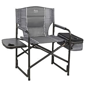 TIMBER RIDGE Lightweight Camping Chair, Portable Laurel Director’s Chair with Foldable Side Table, Cooler Bag & Mesh Pocket, Compact Outdoor Folding Lawn Chair, Supports 300lbs, Grey