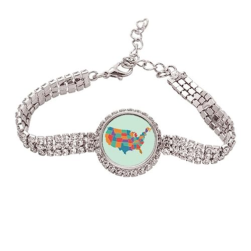 Bracelet cheville tennis diamant et carte Amérique pour vos tenues d'été