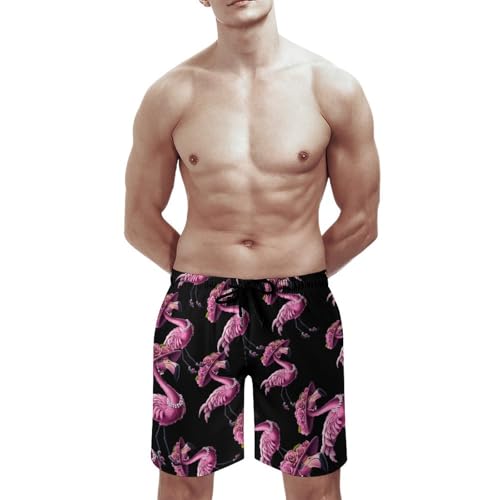 Beautiful Flamigos Lady Men's Swim Trunks Quick Dry Board Shorts Hawaiian Beach Shorts With Pocket3