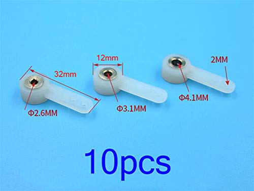 CHENJUAN 10Pcs RC Aircraft Front Wheel Servo Steering Arm Landing Gear Plastic Servo Horn 2.6/3/4mm Spare Parts Suitable for DIY Airplane Model Boats Accessories (Color : 3.1mm) - Thumbnail 2