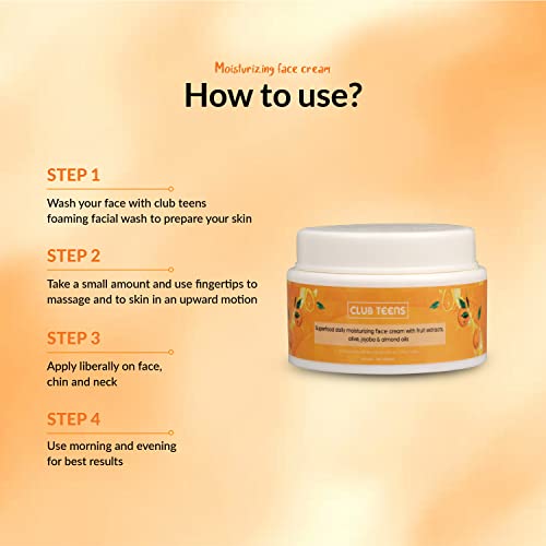 Image of Orange Blend Face Moisturizing Cream, for ages 10-18, With Rejuvenating Properties, Organic, Vegan, With Orange Extract, Vitamin C, Coconut Oil & Almond Oil - 50 GMs