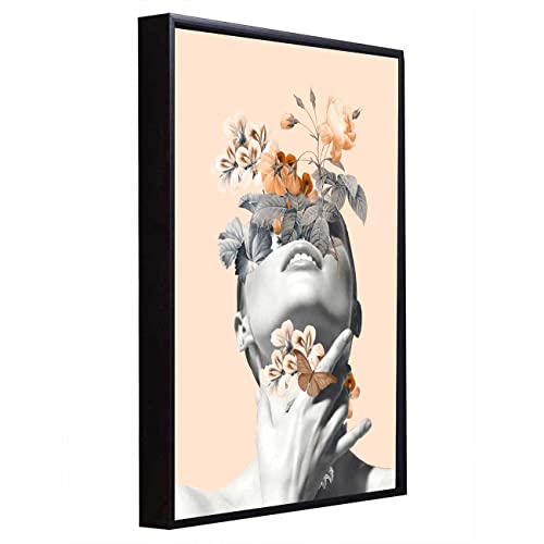 Image of PAINTINGMANTRA Biscuit Beige Inner Beauty Black Framed Canvas Art Print for Wall, Home and Living Room Decoration (Size - 23 x 17 Inchs)