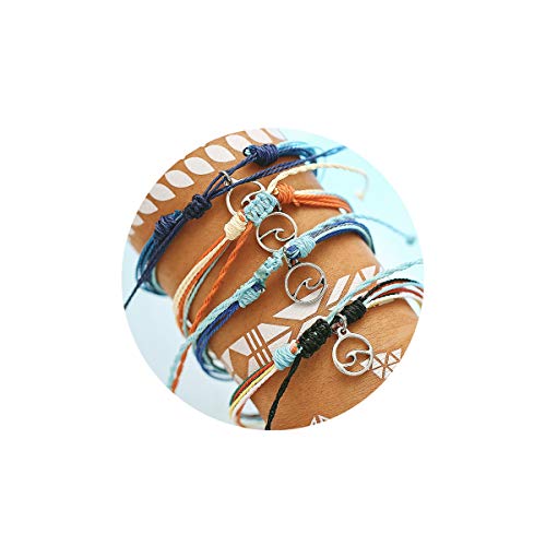 Wave Braided Rope Bracelet Set Handmade Waterproof Wrap Bracelet for Woman Kids