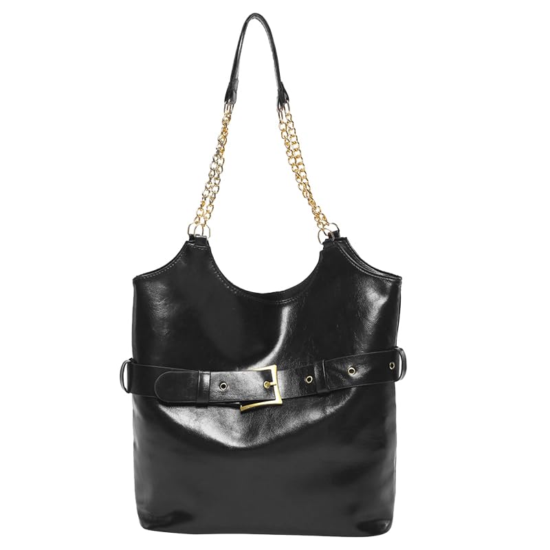 Image of Vintage Hobo Bags for Women,Soft Vegan Leather Handbags Large Tote Purse Shoulder Bag with Chain Strap