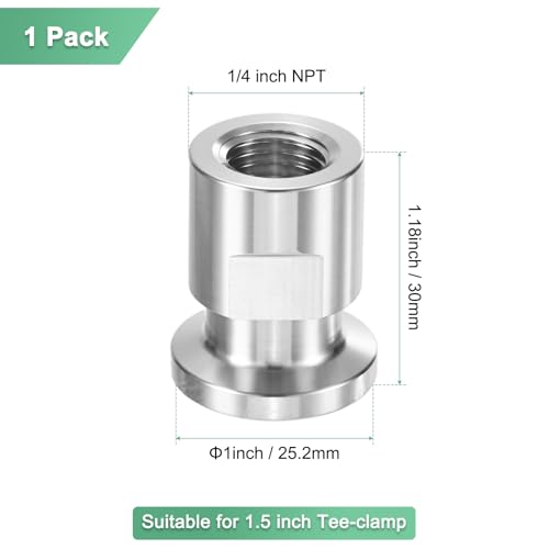 M METERXITY 1 Pcs Tri Sanitary 1/2 Zoll Klemmfitting Auf 1/4 Zoll NTP Gewinde Weiblich Edelstahl Rohrverbinder Für Lebensmittel/Getränke/Home Brew Adapter 25.2mm