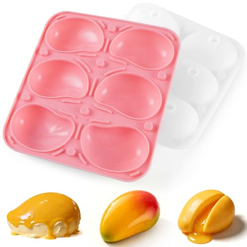 3D Mango Silicone Mold for Mousse 6-Cavity Fruit Pudding Mango Mold for Baking Pastry Non-Stick Mango Shape Cake Mold for Mousse Cake Jelly Chocolate Ice Cream