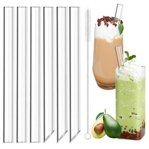 6 Stück Bubble Tea Strohhalme 14 mm×21 5 cm Glas Strohhalm Wiederverwendbar