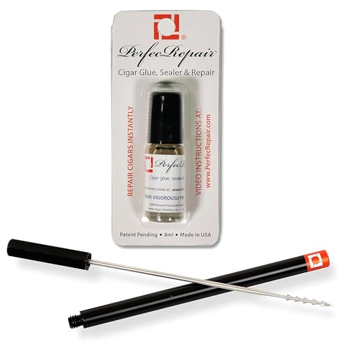 Perfec - PerfecDraw Patented Precision Cigar Draw Enhancer Tool and Nubber and PerfecRepair Cigar Repair Glue and Crack Sealer, Repair Damaged Cigar Wrappers, Compact and Portable 4ml Bottle Bundle