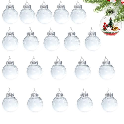 20 Stück Transparente Weihnachtskugel Befüllbar 6cm Weihnachtskugeln Durchsichtig Weihnachtsbaumkugeln Plastik Weihnachtskugel zum Befüllen Christbaumkugeln Basteln DIY Weihnachtsdeko Kugeln