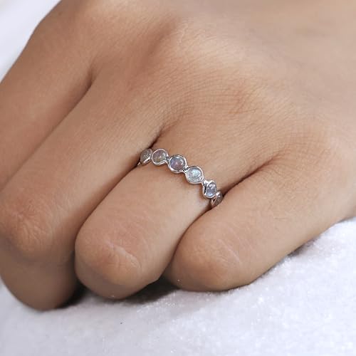 Stacking Eternity Band Ring for Women Labradorite Gemstone Ring 925 Sterling Silver Jewelry Gift for Wife Mother Daughter2