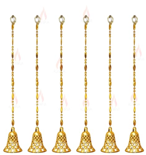 Agnirva Decorative Golden Bell Strings/ladi/toran/Wall Hanging 3ft Toran for Diwali Navratri Temple Pooja Room Wedding Party Decor/Stage Backdrops, Decoration Items Theme Party Christmas(Pack of 06)