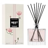 NEST New York Reed Diffuser, Himalayan Salt & Rosewater - 5.9 fl oz - Fragrance for Up to 90 Days - Reusable, Refillable Glass Holder - Includes 8 All-Natural Reed Sticks - Flame Free