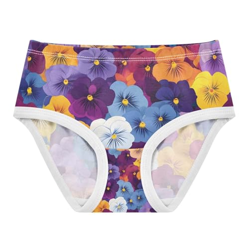 Retro Flower Colorful Panties for Girls, Toddler Girl Briefs, Cotton Girls Underwear, 2–8 Years