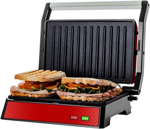 OVENTE Indoor Panini Press Grill with Removable Drip Tray