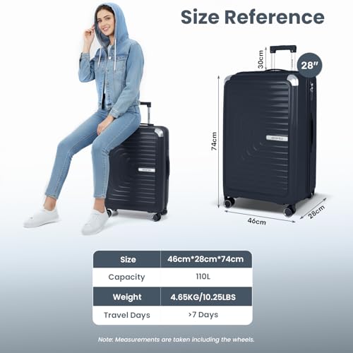Image of Storite Luggage Trolley Bag Hard-Sided Polypropylene | 73 CM | 8 Wheels Double Spinner Small, Medium & Large Travel Suitcase Bag for Men & Women - Grey