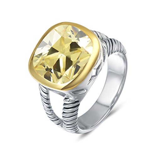 UNY Ring Twisted Cable Wire Designer Inspired Fashion Brand David Vintage Love Antique Women Jewelry Gift (Champagne, 9)
