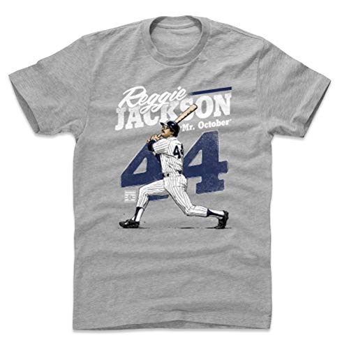 500 LEVEL Reggie Jackson Shirt (Cotton, Large, Heather Gray) - Reggie Jackson New York Retro WHT