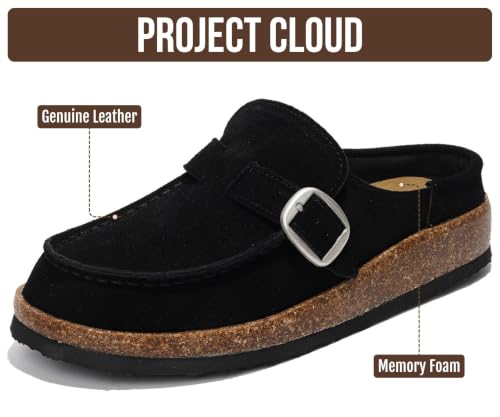 Image of Project Cloud 100% Genuine Leather Moccasin Style Clogs for Women - Memory Foam and Water Resistant Mules Slip On Non-Slip and Durable Clogs Casual Shoes for Women Footwear (Carline)