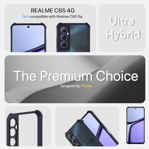 Image of Pikkme Back Cover for Realme C65 | Ultra Hyrbid | Full Camera Protection | Raised Edge | Crystal Clear Transparent Bumper Case (Blue)