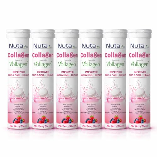 Image of Collagen Effervescent Tablets | Vegan Collagen (Vollagen), Vitamin C & Hyaluronic Acid | Skin Glow, Hair & Nail Support | Mix Berry |90Tablets