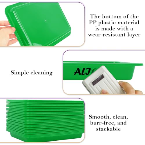 Image of Craft Tray,24 Pack Art Trays for Kids Plastic Activity Trays Stackable Craft Trays,Shallow Craft Storage Organizer, DIY Project & Painting Tray,Art Supplies,9.45 x 7.1 x 0.98 Inch (Green)