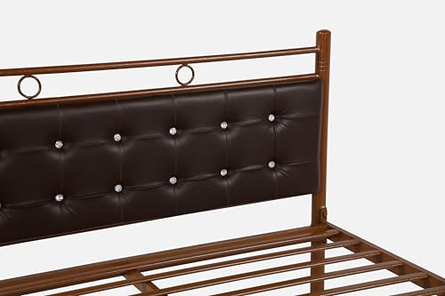 Image of Zuno Metal Queen Size Bed Without Storage | Wrought Iron Double Bed with Headboard & Footboard | Sturdy Powder Coated Platform Bed Queen Size Cot for BedroomLivingRoom Brown (75x60)