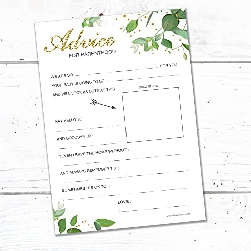 20 x Baby Advice Cards for Parenthood - Baby Shower Game - Botanicals Design