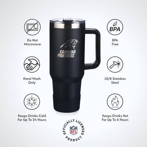 Image of The Memory Company NFL 40oz Game Day Tumbler - Premium Stainless Steel Double-Wall Vacuum Insulated Travel Cup with Removable Silicone Base , Laser Engraved Team Logo, Hot & Cold Drinks