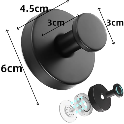 Gooandi Saugnapf Haken, 4 Stück Handtuchhalter mit Saugnapf, Handtuchhaken Schwarz Saugnäpfe, Wiederverwendbar Saughaken Extra Stark, Wasserdicht Saugnapfhaken für Bad und Küche